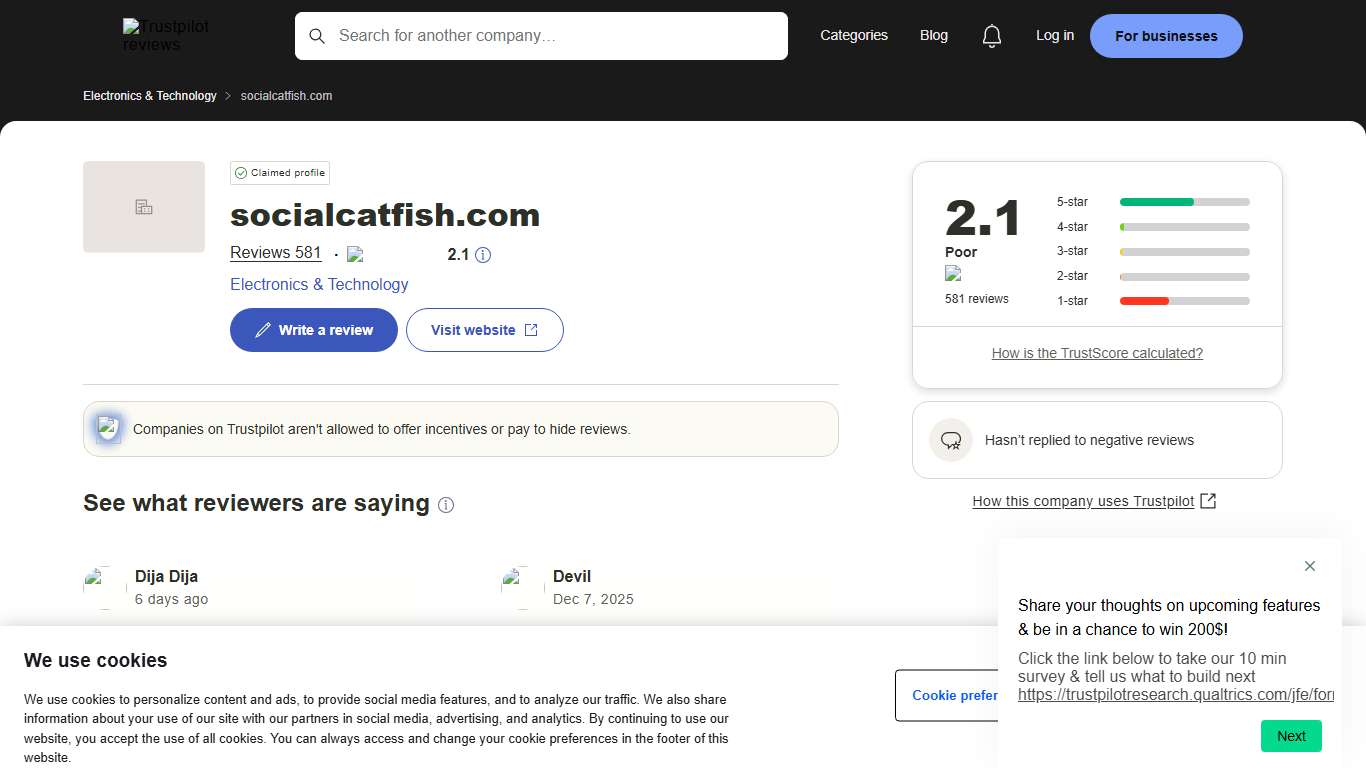 socialcatfish.com Reviews | Read Customer Service Reviews of socialcatfish.com